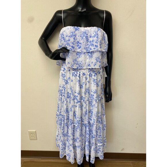 1.STATE Women's Floral Print Strapless Ruffle Tiered Midi Dress Size XL NWT - Picture 1 of 7